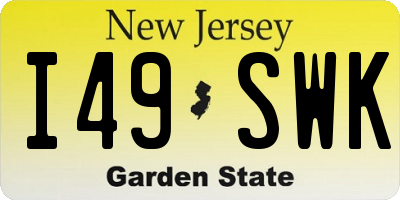 NJ license plate I49SWK