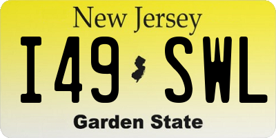NJ license plate I49SWL