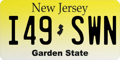NJ license plate I49SWN