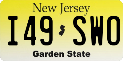 NJ license plate I49SWO