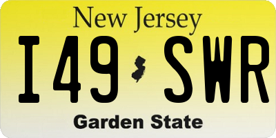 NJ license plate I49SWR
