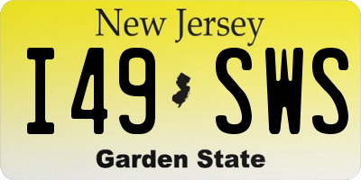 NJ license plate I49SWS