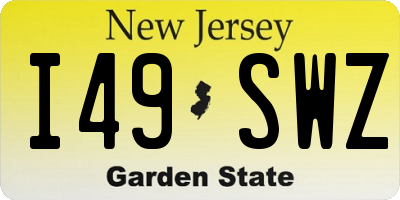 NJ license plate I49SWZ
