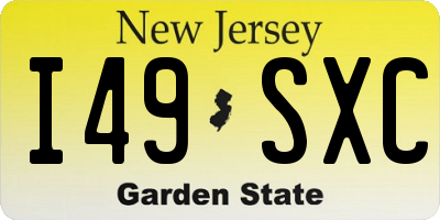 NJ license plate I49SXC