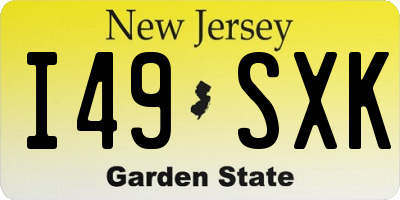 NJ license plate I49SXK