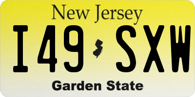 NJ license plate I49SXW