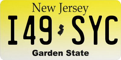 NJ license plate I49SYC