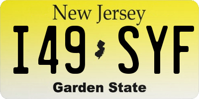 NJ license plate I49SYF