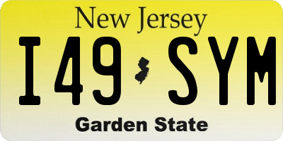 NJ license plate I49SYM