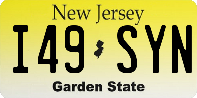 NJ license plate I49SYN