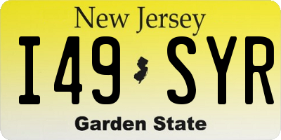 NJ license plate I49SYR