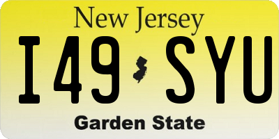 NJ license plate I49SYU