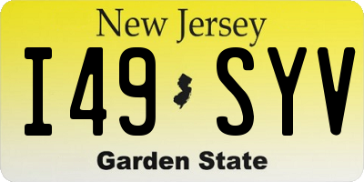 NJ license plate I49SYV