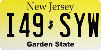 NJ license plate I49SYW