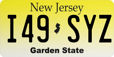 NJ license plate I49SYZ