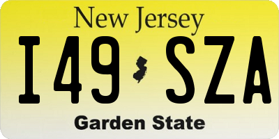 NJ license plate I49SZA
