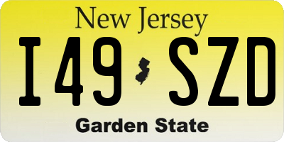 NJ license plate I49SZD