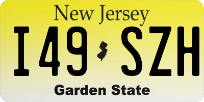 NJ license plate I49SZH