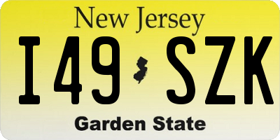 NJ license plate I49SZK