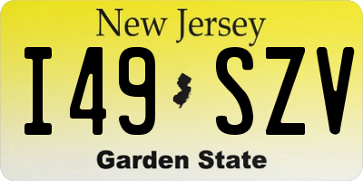 NJ license plate I49SZV