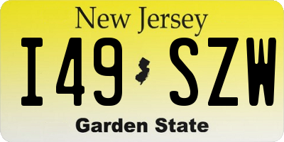 NJ license plate I49SZW