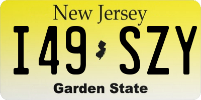 NJ license plate I49SZY