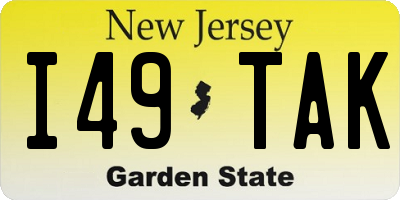 NJ license plate I49TAK