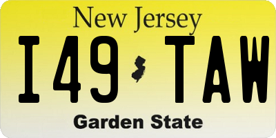 NJ license plate I49TAW