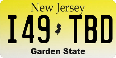 NJ license plate I49TBD