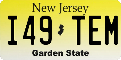 NJ license plate I49TEM