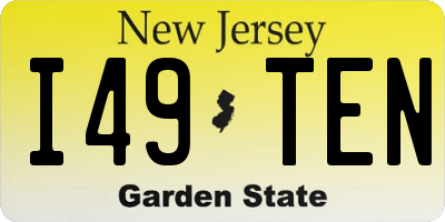 NJ license plate I49TEN