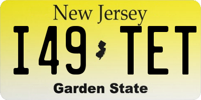 NJ license plate I49TET