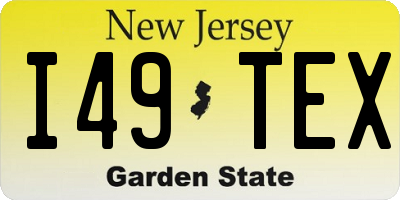 NJ license plate I49TEX