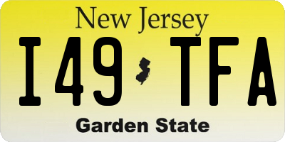 NJ license plate I49TFA
