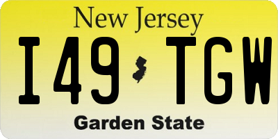 NJ license plate I49TGW