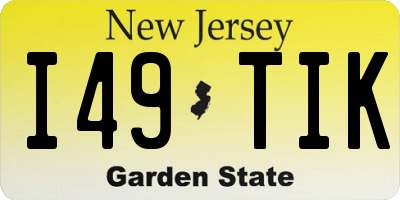 NJ license plate I49TIK