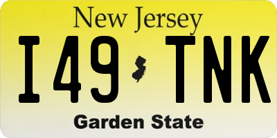 NJ license plate I49TNK