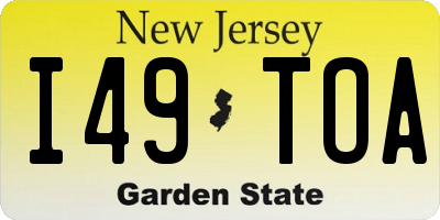 NJ license plate I49TOA