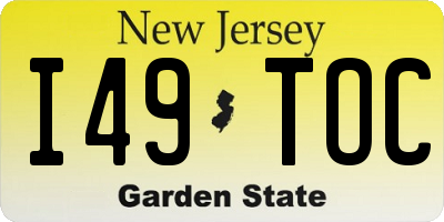 NJ license plate I49TOC