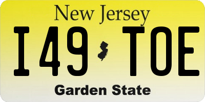 NJ license plate I49TOE
