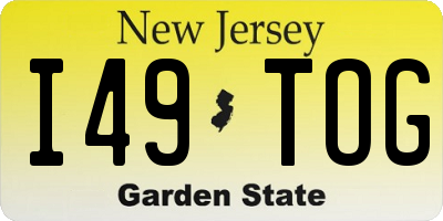 NJ license plate I49TOG