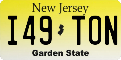 NJ license plate I49TON