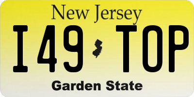 NJ license plate I49TOP