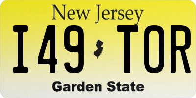NJ license plate I49TOR