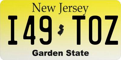 NJ license plate I49TOZ