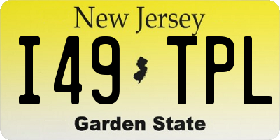NJ license plate I49TPL