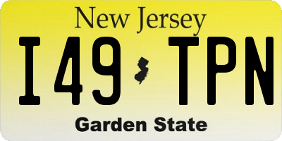 NJ license plate I49TPN
