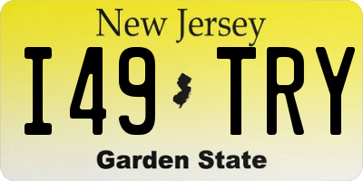 NJ license plate I49TRY