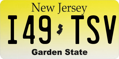 NJ license plate I49TSV