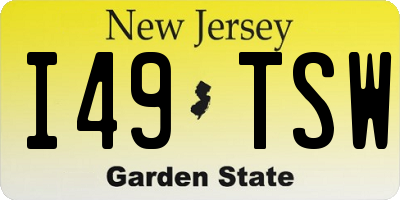 NJ license plate I49TSW